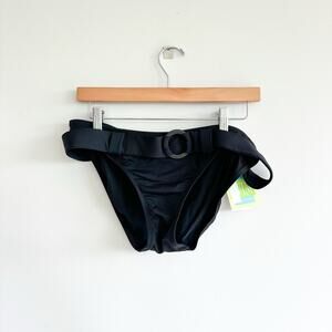 Swim Systems Retro Belted Bikini Bottoms Black L NWT